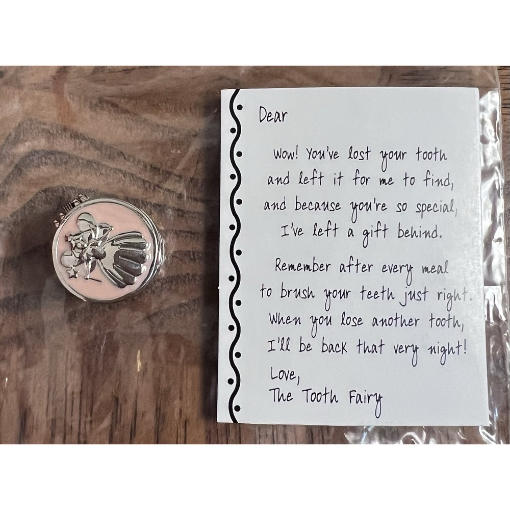 Metal Pink Enamel & Metal Tooth Fairy Box w/ Note Ganz New